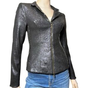 Twenty Cluny Women’s Size 4 Black Shimmery Sequin Double Zipper Jacket